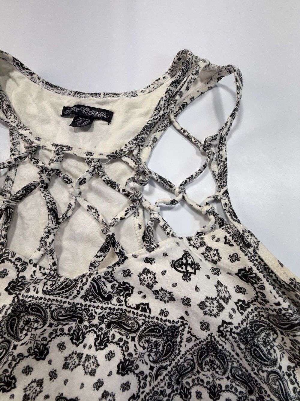 Metal Mulisha Womens XL Tank Top Paisley Bandana Cage Neck Y2K Grunge Moto